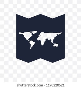 World Map Folded transparent icon. World Map Folded symbol design from Maps and locations collection. Simple element vector illustration on transparent background.