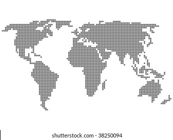 World map formed by dots. Vector illustration.