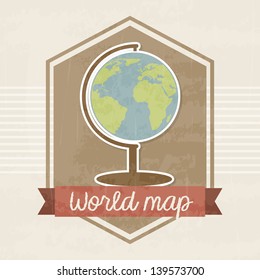 world map frame over vintage background vector illustration
