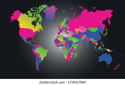 Mapa del mundo con alto nivel de color Separado todos los países