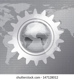 World Map futuristic background silver