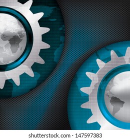 World Map futuristic background silver blue
