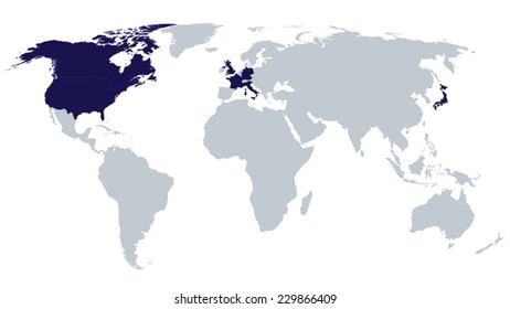 World Map G7 Countries EPS8 Vector