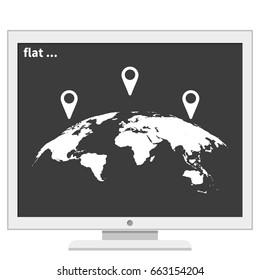 World map with geo location pins icon.