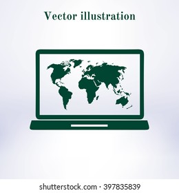  World map geography symbol.  Flat design style. Vector EPS 10.