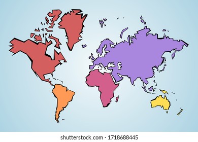 World map geometric outline -  sharp polygonal style simple vector.