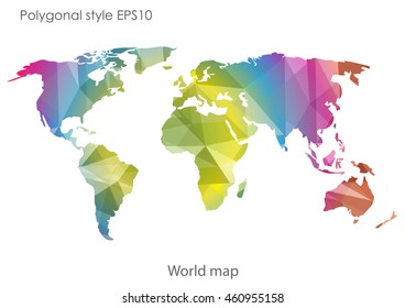 World map in geometric polygonal style.Abstract gems triangle,modern design background.Vector Illustration EPS10.