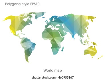 World map in geometric polygonal style.Abstract gems triangle,modern design background.Vector Illustration EPS10.