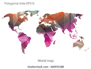 World map in geometric polygonal style.Abstract gems triangle,modern design background.Vector Illustration EPS10.