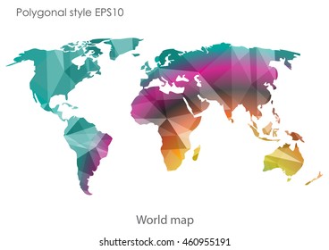World map in geometric polygonal style.Abstract gems triangle,modern design background.Vector Illustration EPS10.