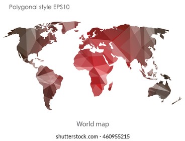 World map in geometric polygonal style.Abstract gems triangle,modern design background.Vector Illustration EPS10.