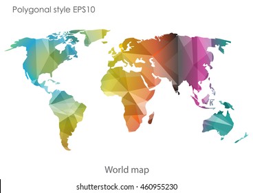 World map in geometric polygonal style.Abstract gems triangle,modern design background.Vector Illustration EPS10.