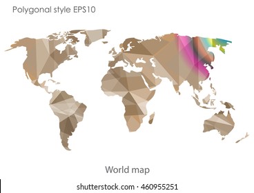 World map in geometric polygonal style.Abstract gems triangle,modern design background.Vector Illustration EPS10.