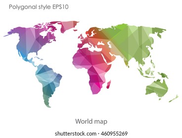World map in geometric polygonal style.Abstract gems triangle,modern design background.Vector Illustration EPS10.