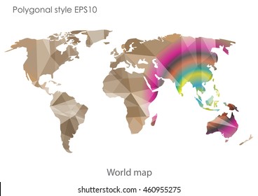 World map in geometric polygonal style.Abstract gems triangle,modern design background.Vector Illustration EPS10.