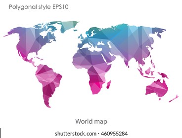 World map in geometric polygonal style.Abstract gems triangle,modern design background.Vector Illustration EPS10.
