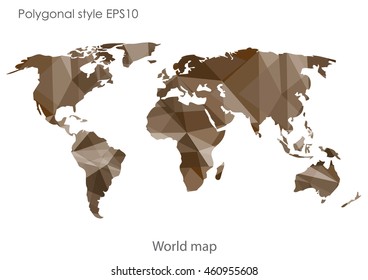 World map in geometric polygonal style.Abstract gems triangle,modern design background.Vector Illustration EPS10.