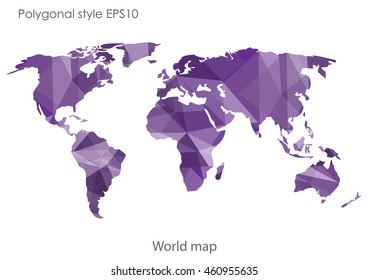 World map in geometric polygonal style.Abstract gems triangle,modern design background.Vector Illustration EPS10.