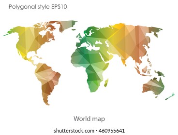 World map in geometric polygonal style.Abstract gems triangle,modern design background.Vector Illustration EPS10.