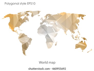 World map in geometric polygonal style.Abstract gems triangle,modern design background.Vector Illustration EPS10.