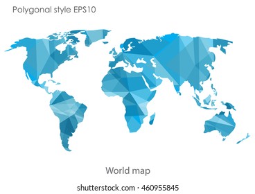 World map in geometric polygonal style.Abstract gems triangle,modern design background.Vector Illustration EPS10.