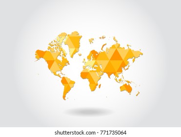 World map in geometric polygonal style.Abstract gems triangle,modern design background. Low poly map of world. Colorful Polygonal map shape of world on white background - vector illustration eps 10.