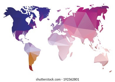 World map in geometric triangle pattern design, vector illustration