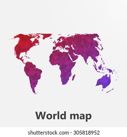 World map in geometric,mosaic polygonal style.Abstract tessellation,background. Low poly vector illustration EPS10