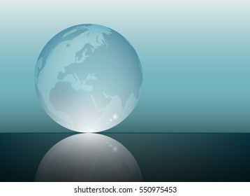 World map in a glass sphere crystal graphic vector