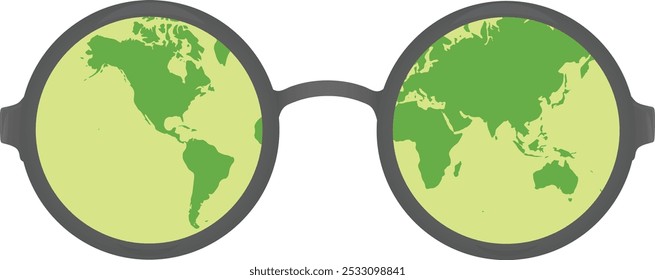 World map in glasses. vector