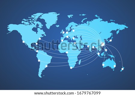 world map global cargo goods destination china vector