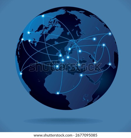 World map of global communication. Europa