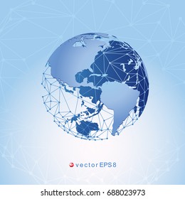 World map and global communication network. Vector illustration.