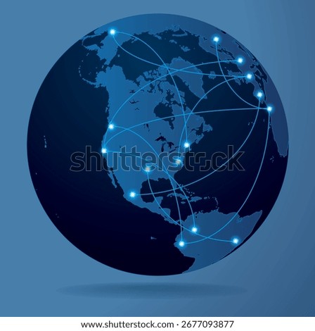 World map of global communication. North America