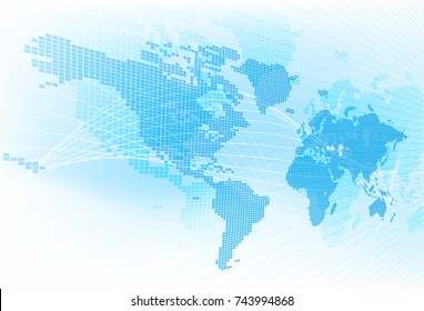 A world map global earth blue abstract background concept