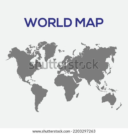 World Map - Global Map - Earth Map - International, Continets, Land Vector Illustration