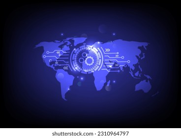 Mapa mundial. Red global, negocios globales y tecnología moderna. Tecnología de fondo azul vector futurista
