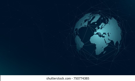 World map global network connection, technology futuristic plexus vector background