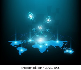 World map. Global social network and financial business illustration