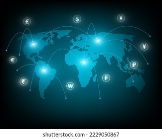 Mapa mundial. Red social global e ilustración de negocios financieros