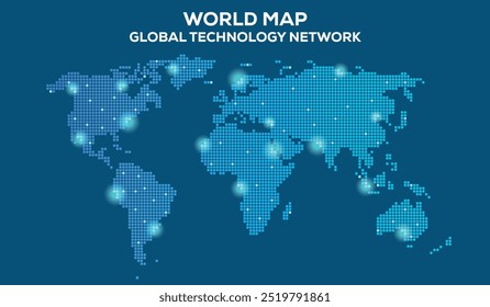 World Map Global Technology Network, Very high resolution world map, isolated on white background. Infographic, Flat Earth, Globe similar icon. annual report, Travel worldwide, map silhouette backdrop