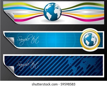 World map and globe banner set