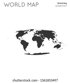 World map. Globe in Bromley projection, plain style. Modern vector illustration.