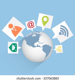 World Map Globe Community Web Icons: vector de stock (libre de regalías ...