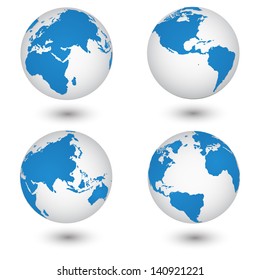 World Map and Globe Detail Vector Illustration, EPS 10.