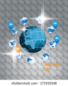 World Map and Globe Detail Vector Illustration, EPS 10.