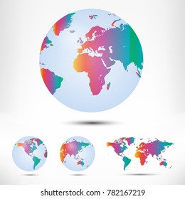 World map and globe detail vector illustration