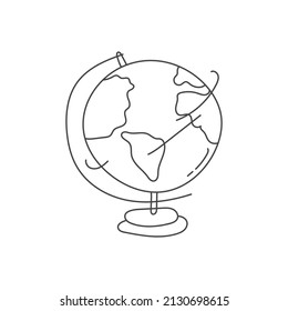 world map globe hand drawn illustration suitable for children's drawing and coloring books