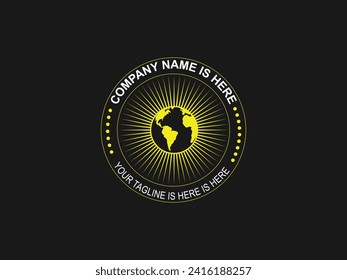  mapa del mundo con el logotipo del icono del globo para el nombre de su empresa 