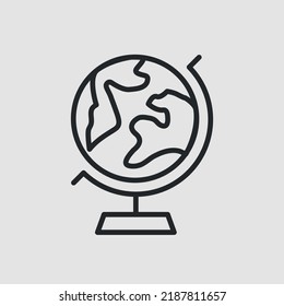 World map globe icon. Simple school globe for social media, app and web design. Geography, travel concepts. Vector illustration